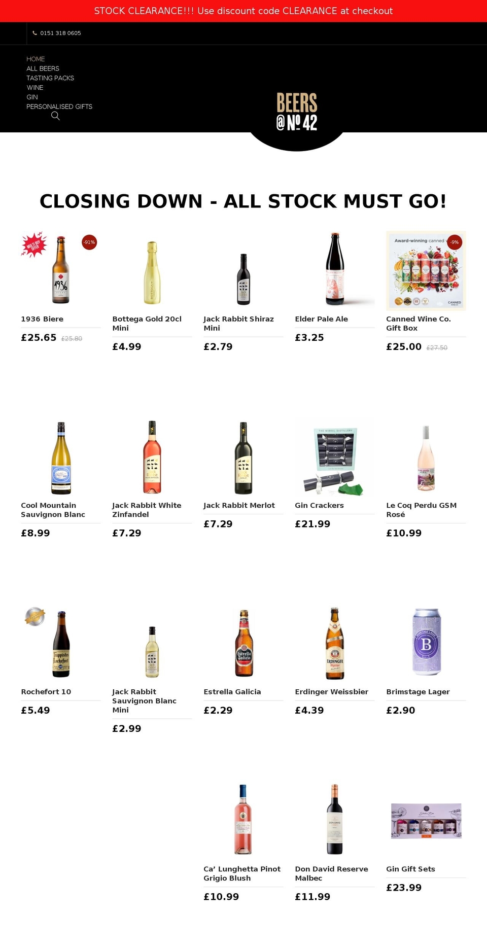 beersno42.co.uk shopify website screenshot