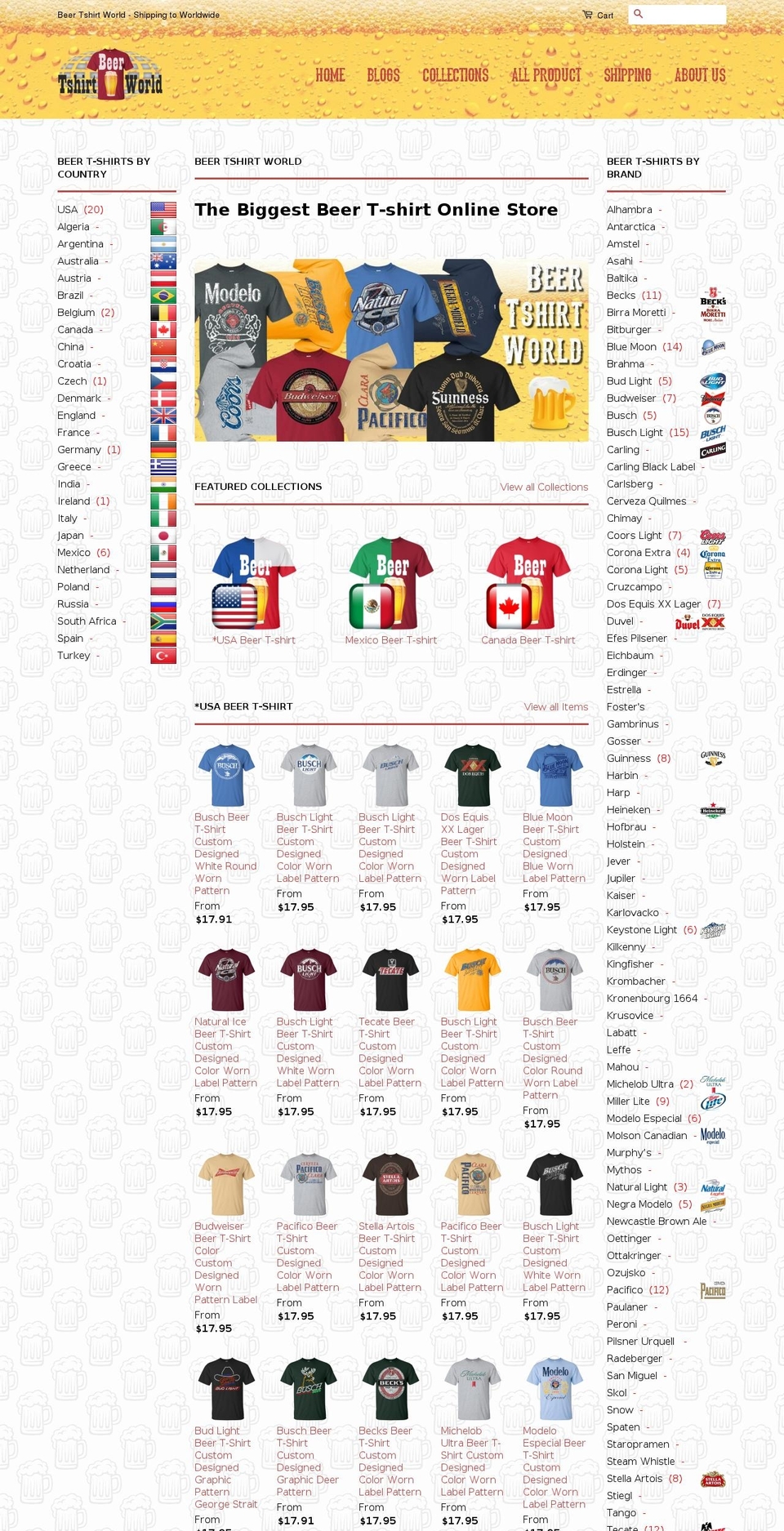 beertshirtworld.com — Shopify storefront screenshot