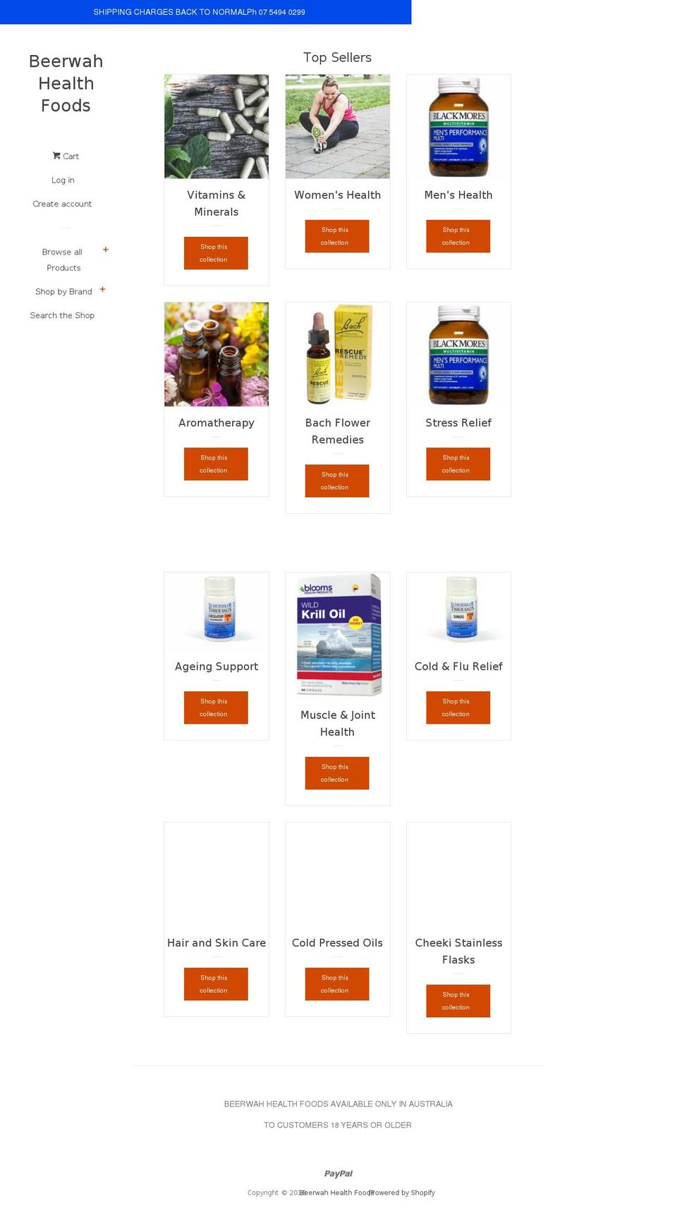 beerwahhealthfoods.com.au shopify website screenshot