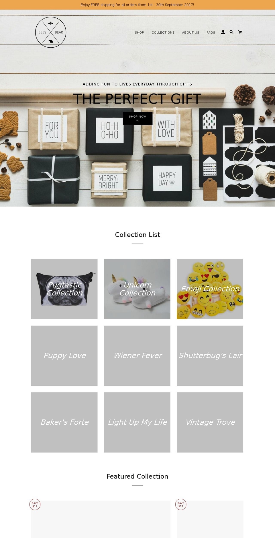 beesandbear.com — Shopify storefront screenshot