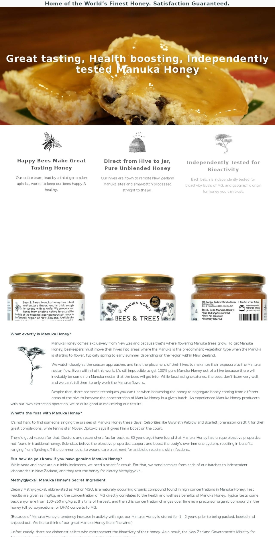 beesandtrees.com shopify website screenshot