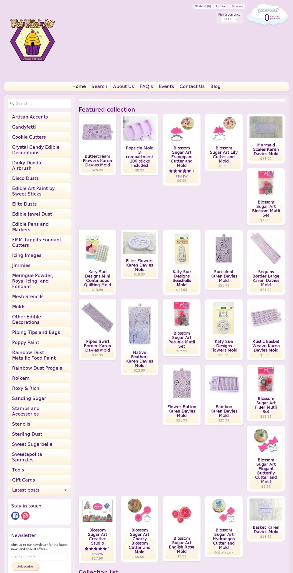 beesbakedartsupplies.com shopify website screenshot