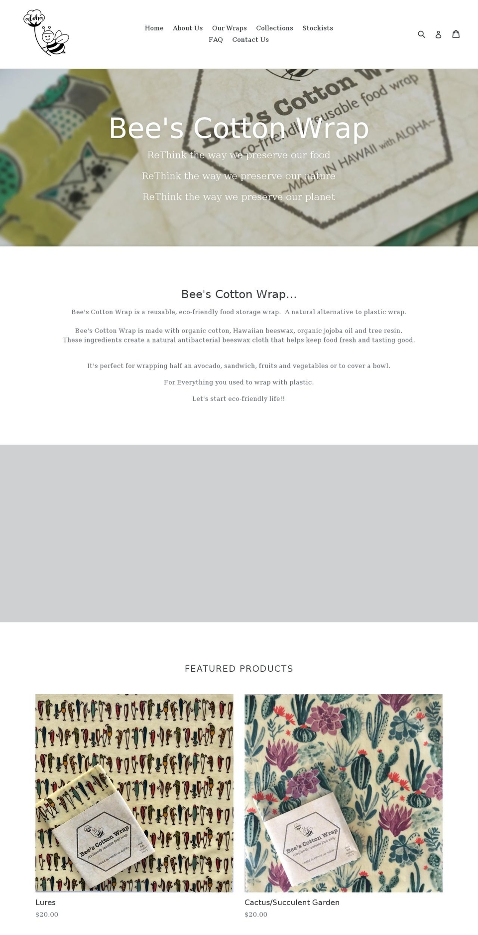 beescottonwrap.com shopify website screenshot