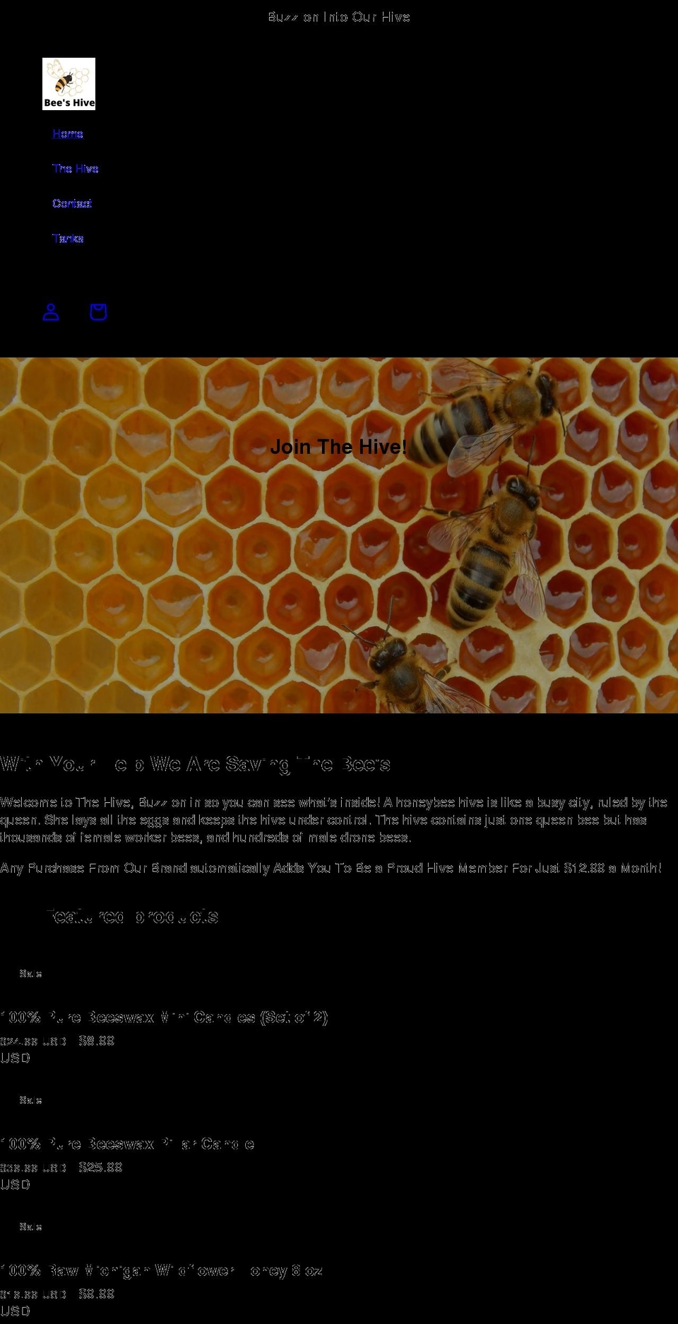 beeshive.shop shopify website screenshot