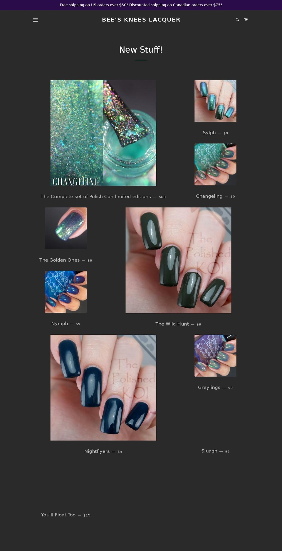 beeskneeslacquer.myshopify.com shopify website screenshot