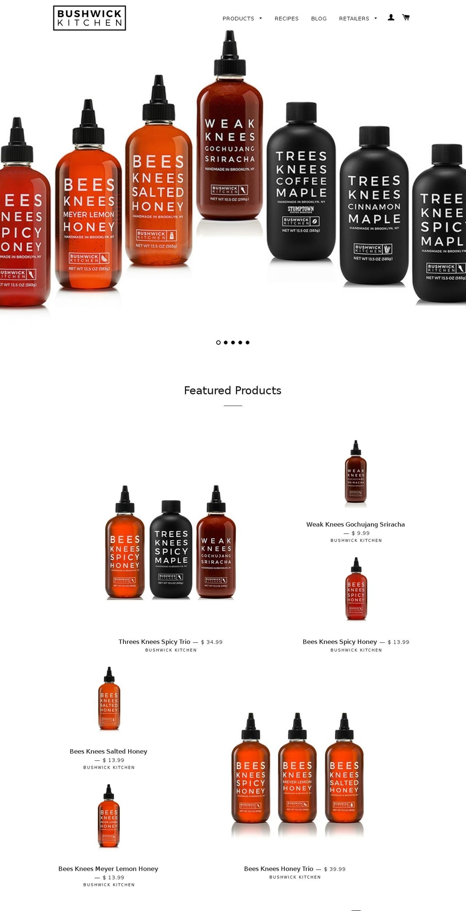 beeskneesspicyhoney.com shopify website screenshot