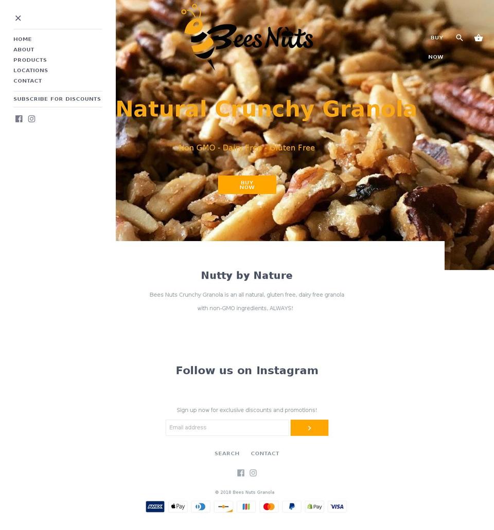 beesnutsgranola.com — Shopify storefront screenshot