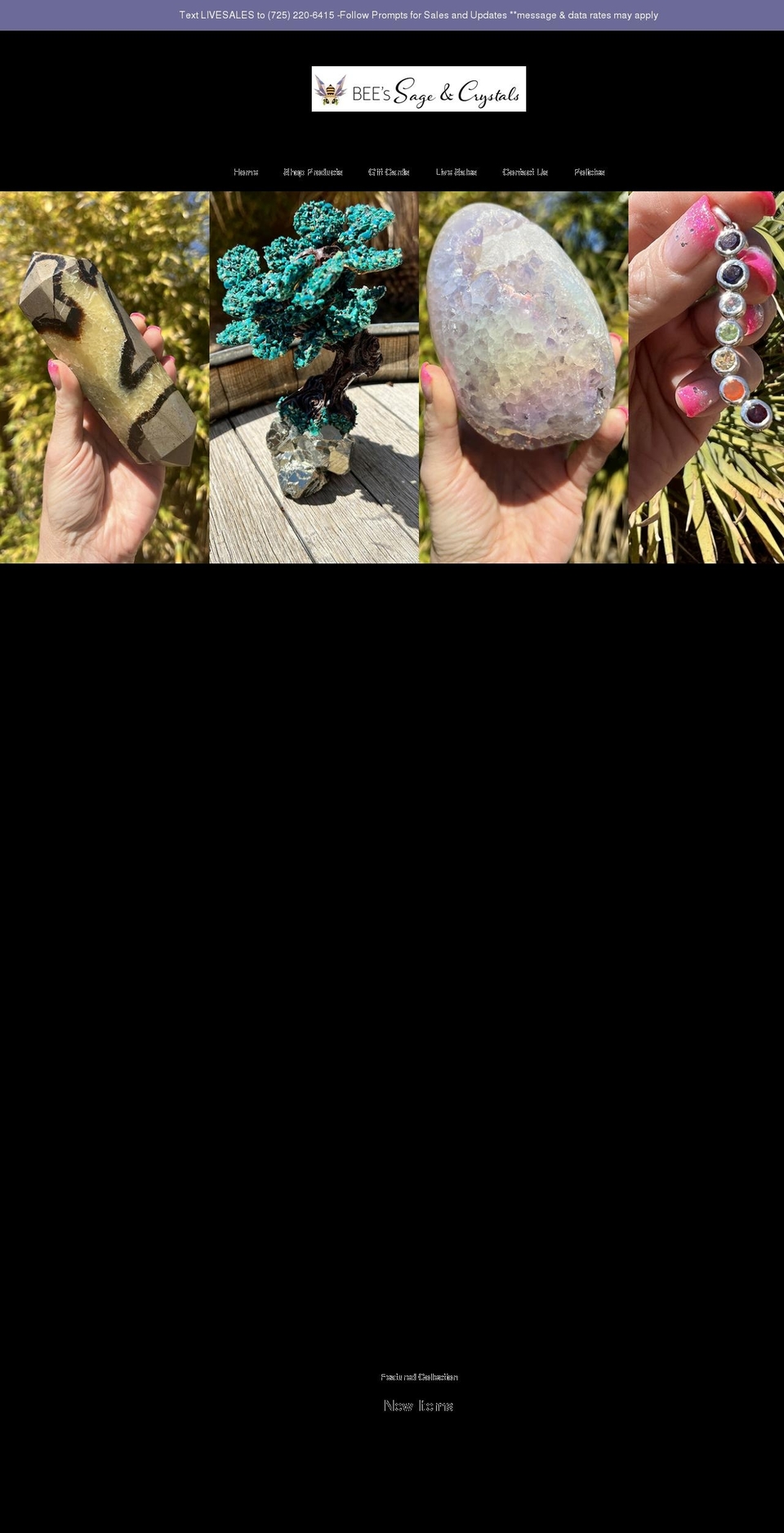 beessageandcrystals.com shopify website screenshot