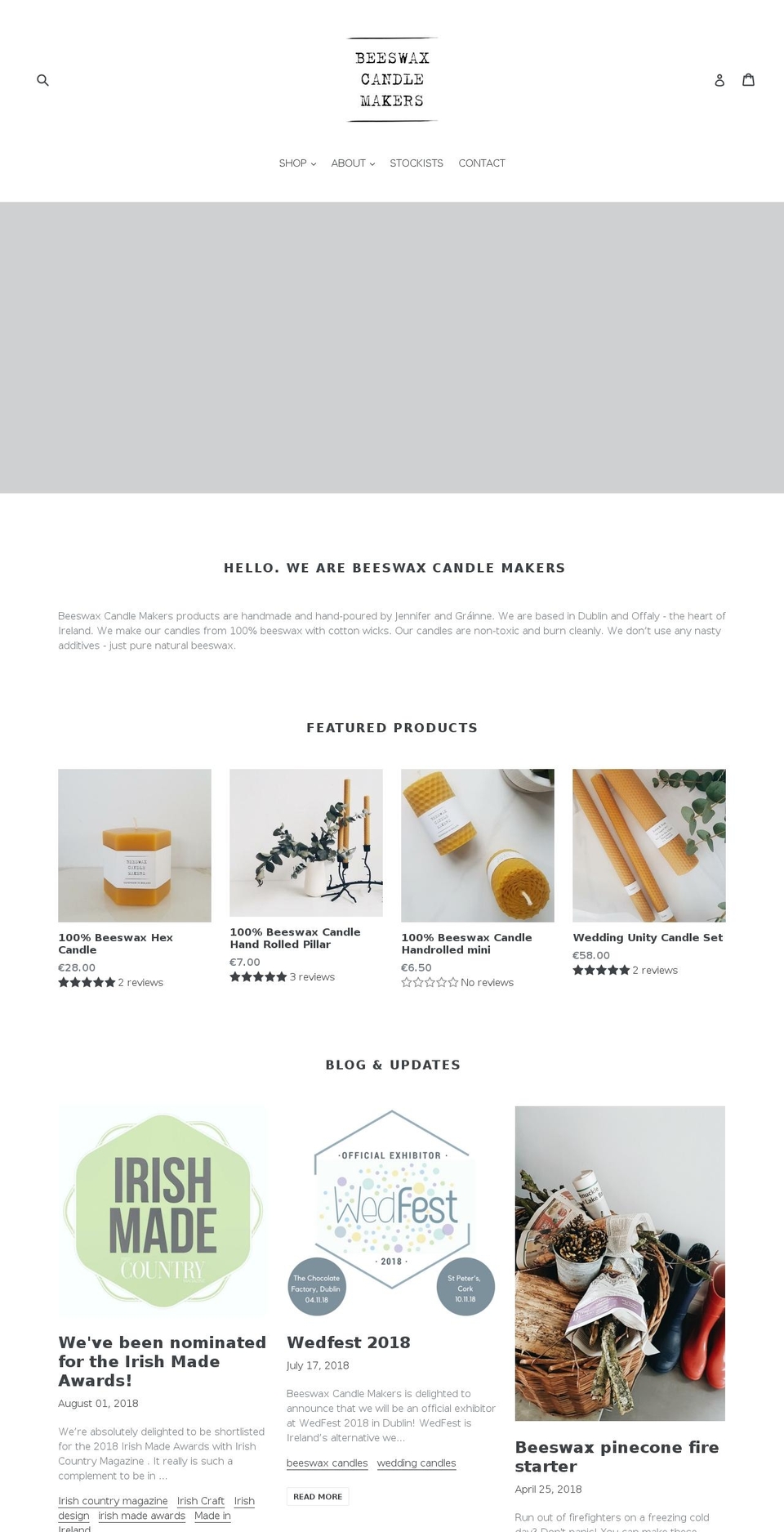 Birch Shopify theme site example beeswaxcandlemakers.com