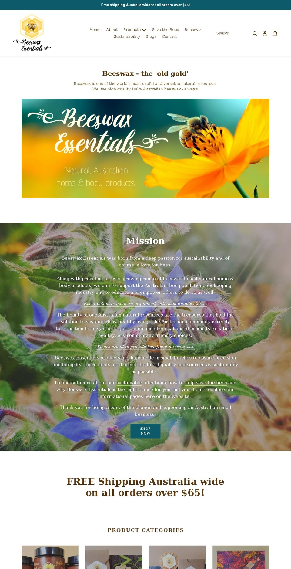 beeswaxessentials.com.au shopify website screenshot