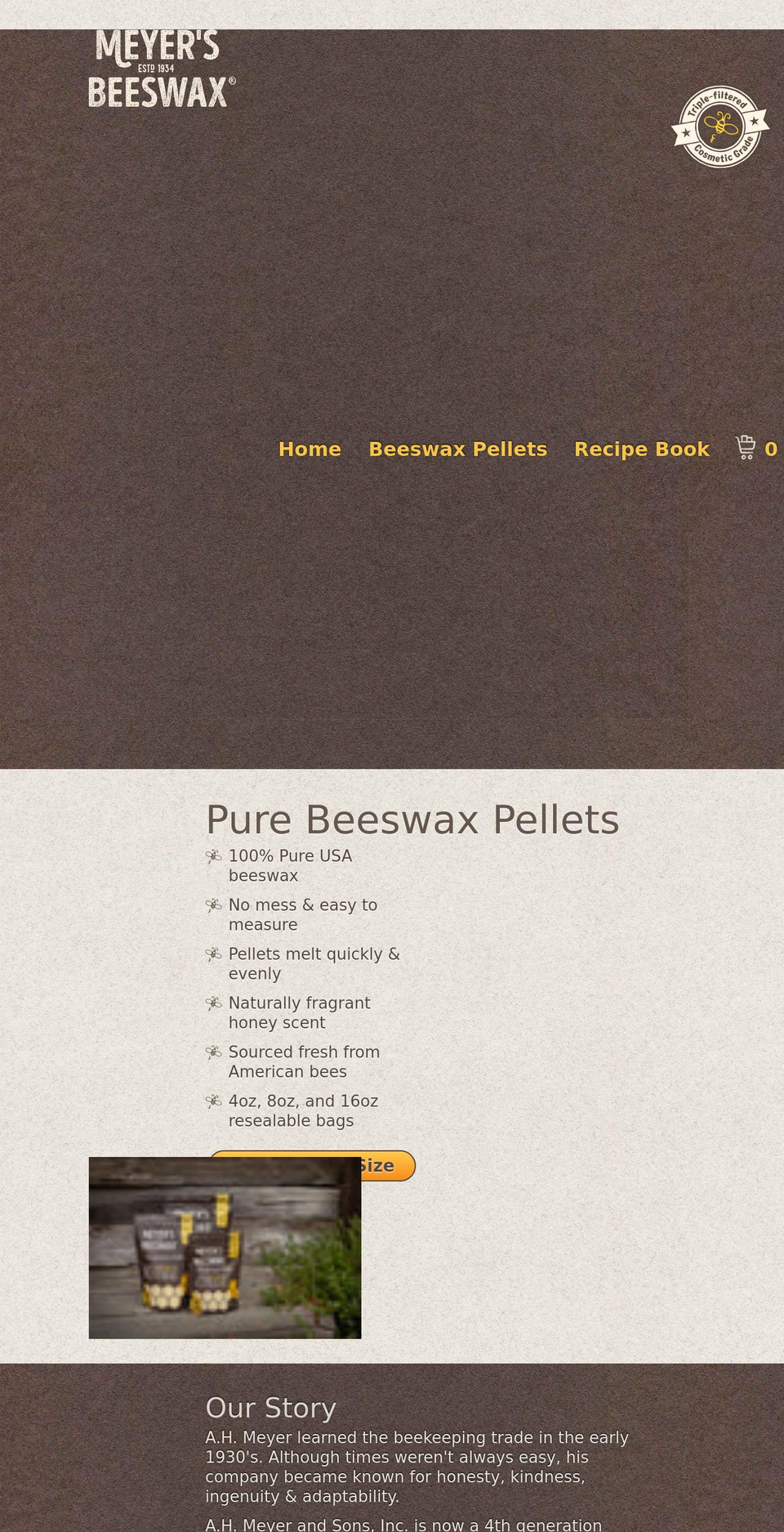 beeswaxpellets.com shopify website screenshot