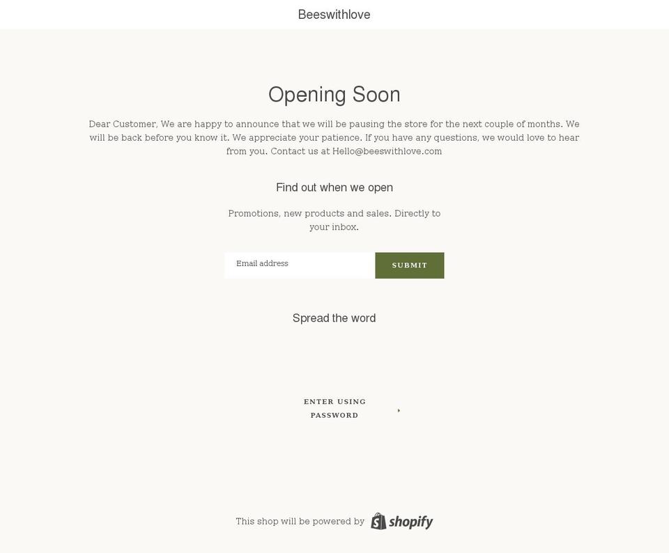 beeswithlove.com shopify website screenshot
