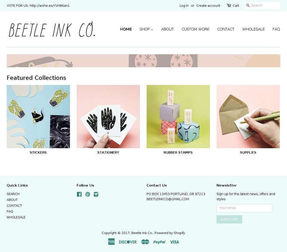 beetleinkco.com shopify website screenshot