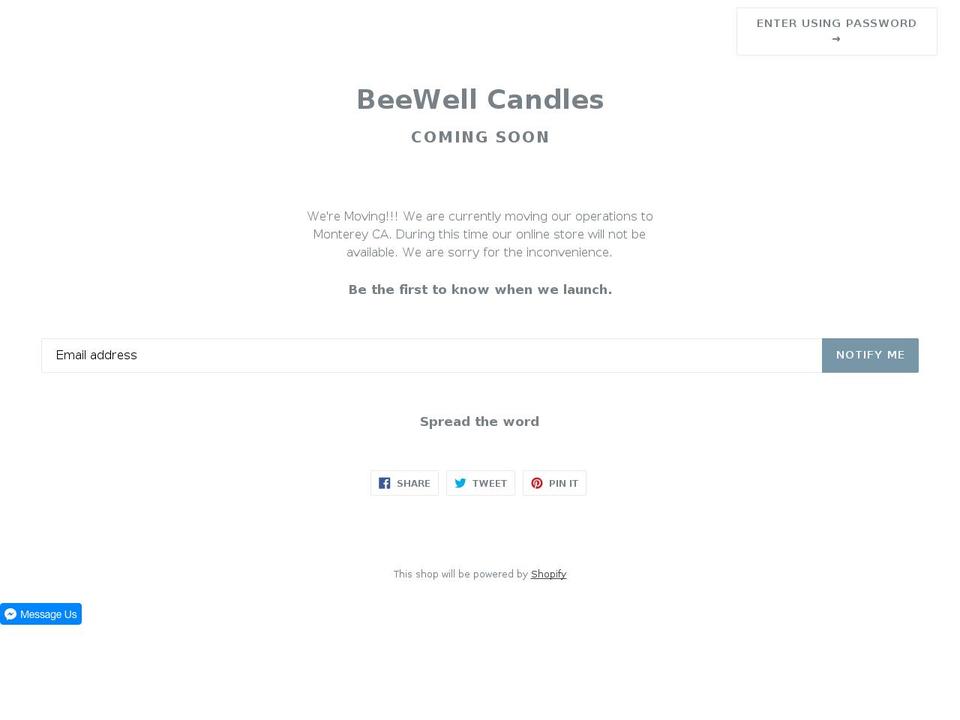 beewellcandle.com — Shopify storefront screenshot