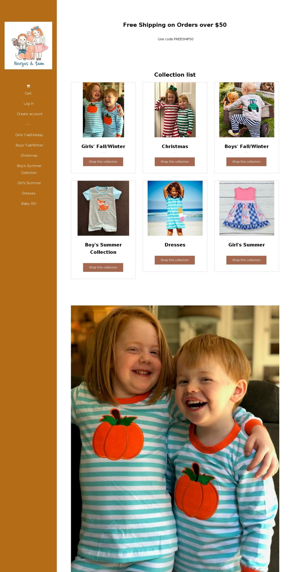 beezusandsam.com — Shopify storefront screenshot