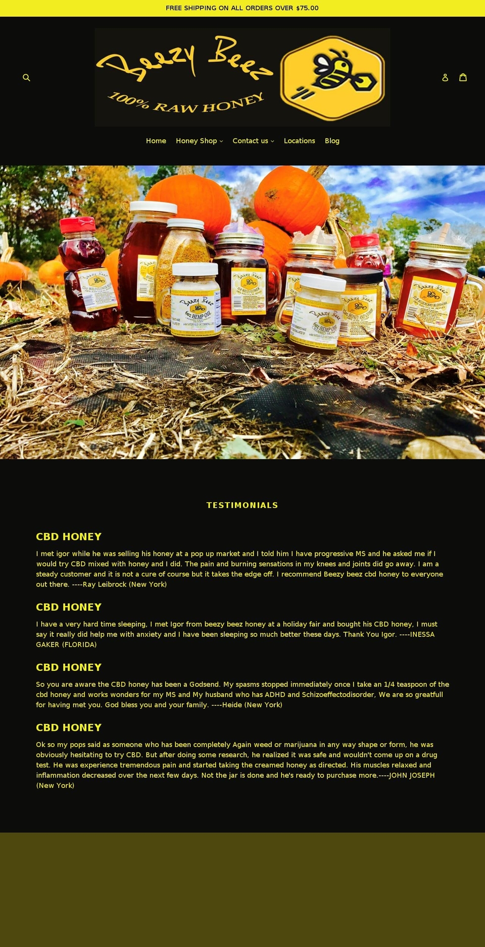 beezybeezhoney.com shopify website screenshot