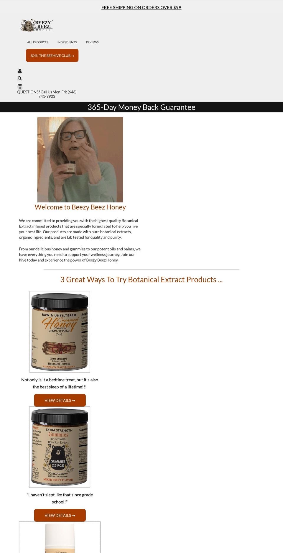 beezybeezhoney.net shopify website screenshot
