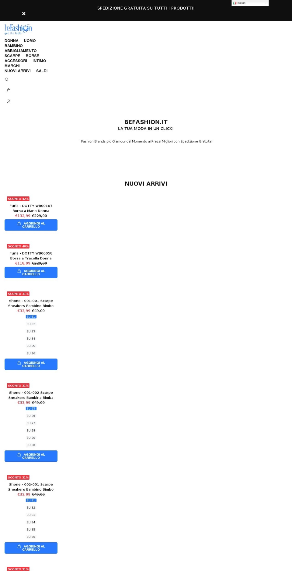 befashion.it shopify website screenshot