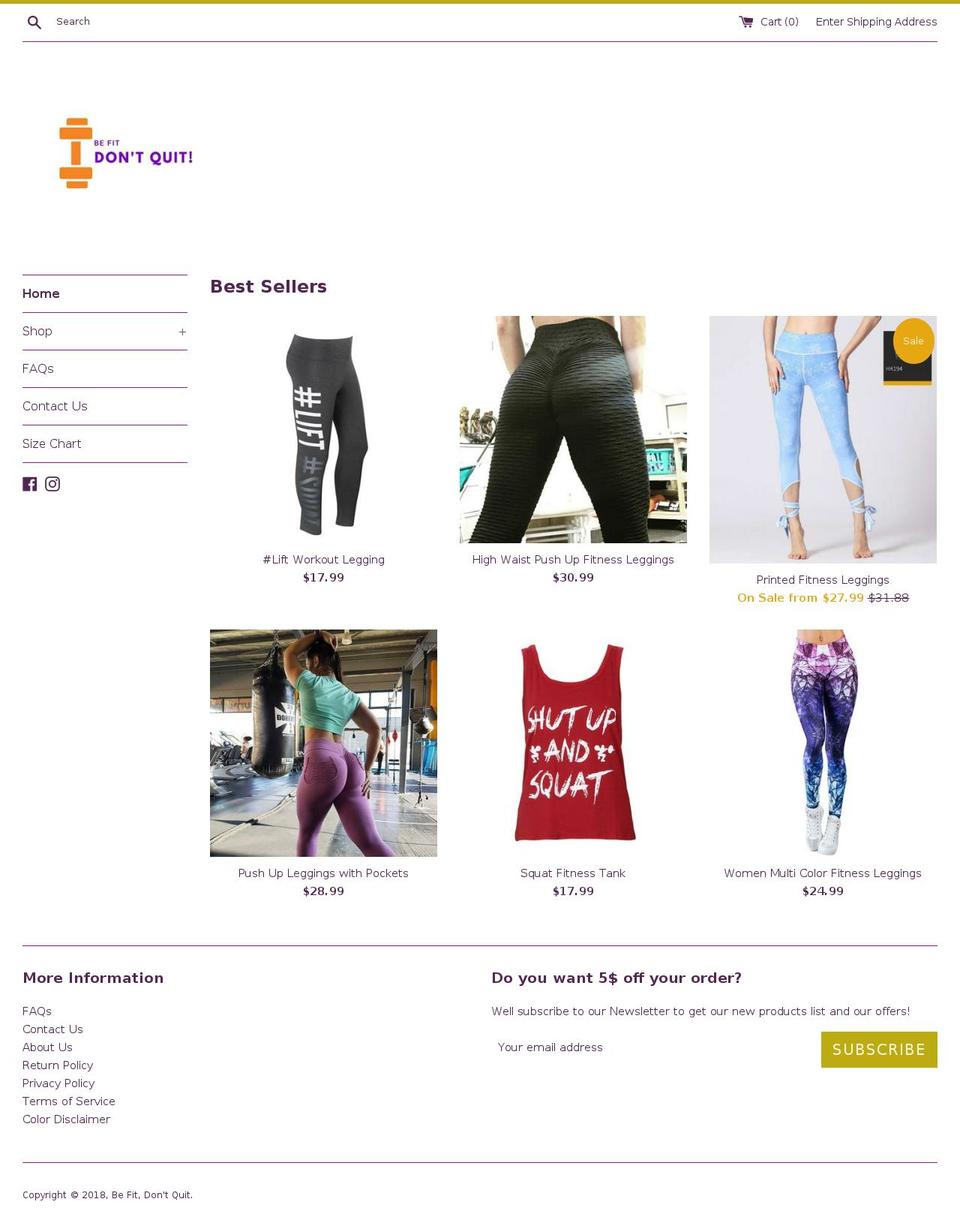 befitdontquit.com — Shopify storefront screenshot