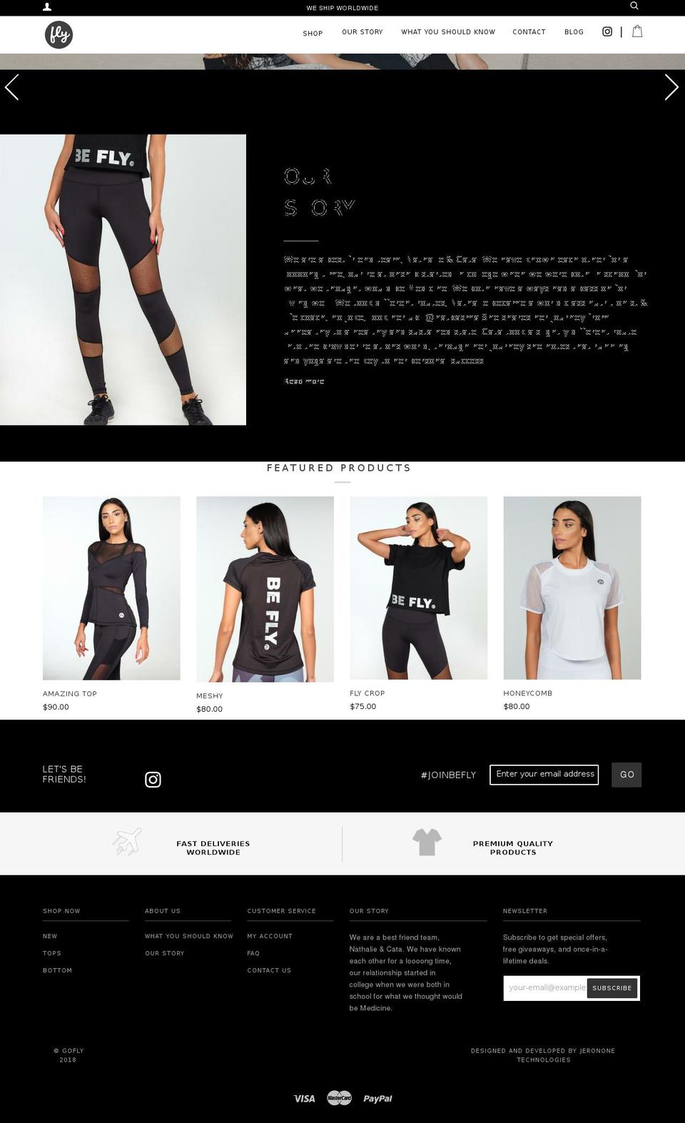 V1.0 GoFly Shopify theme site example befly.fit