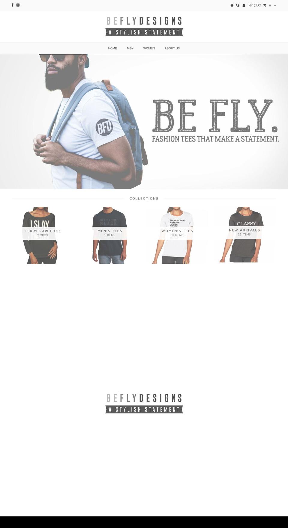 beflydesigns.com — Shopify storefront screenshot