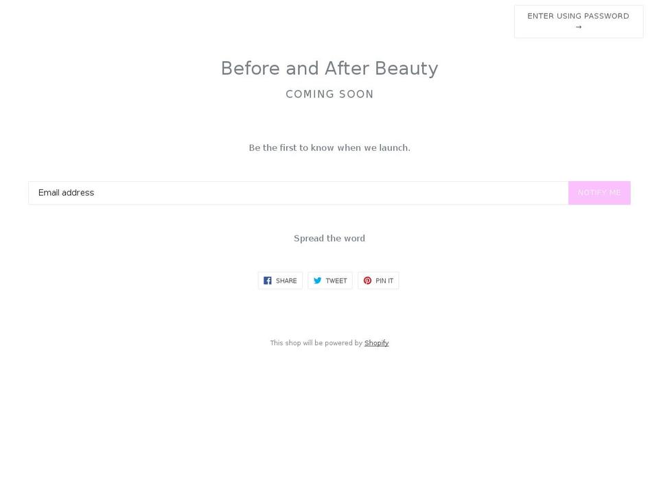 beforeandafterbeauty.com — Shopify storefront screenshot