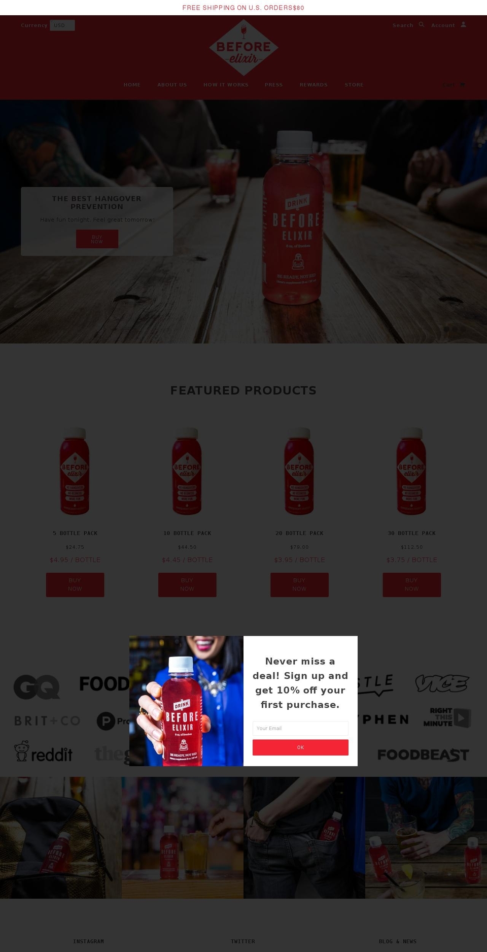 beforedrink.com shopify website screenshot