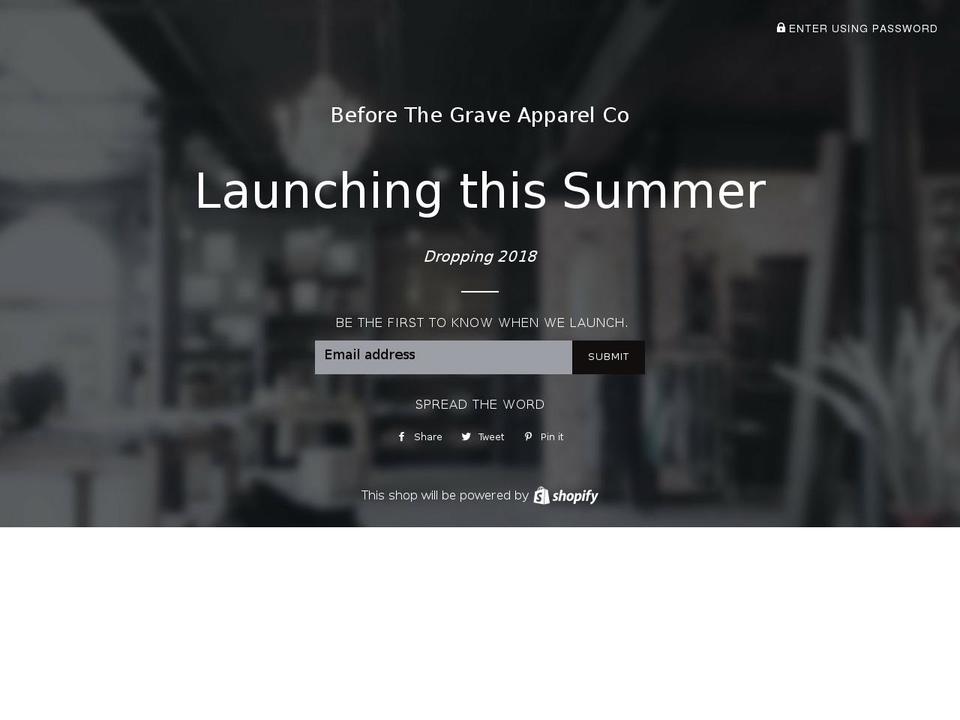 beforethegrave.com shopify website screenshot