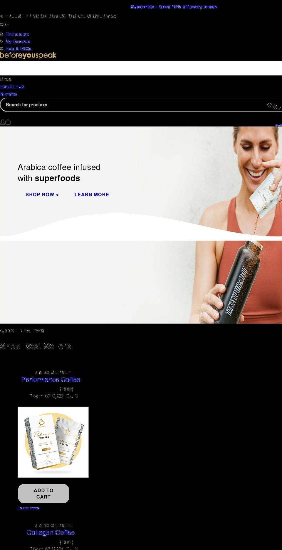 beforeyouspeakcoffee.com shopify website screenshot