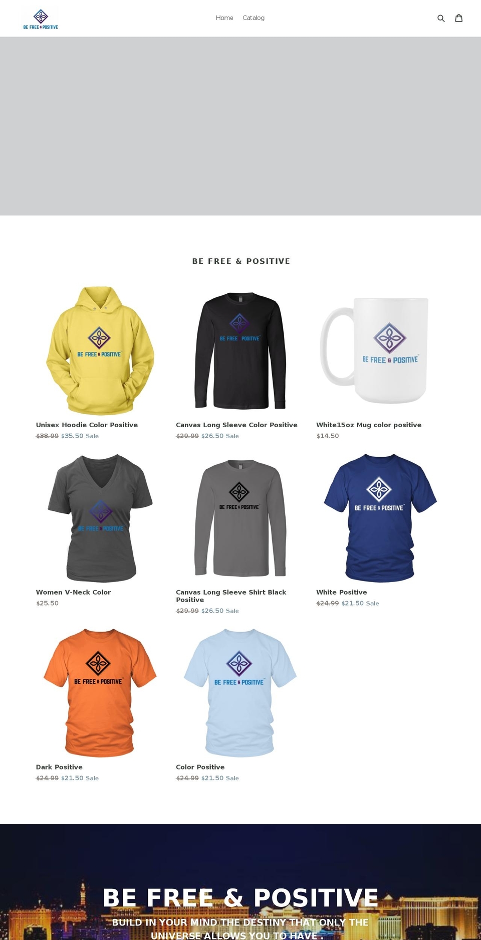 befreeandpositive.com — Shopify storefront screenshot