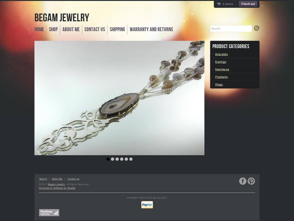 begamjewelry.com shopify website screenshot