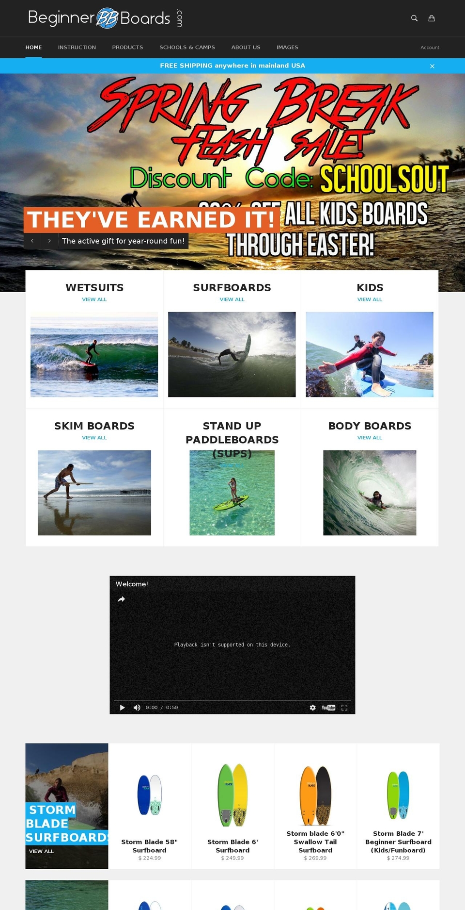 beginnerboards.com shopify website screenshot