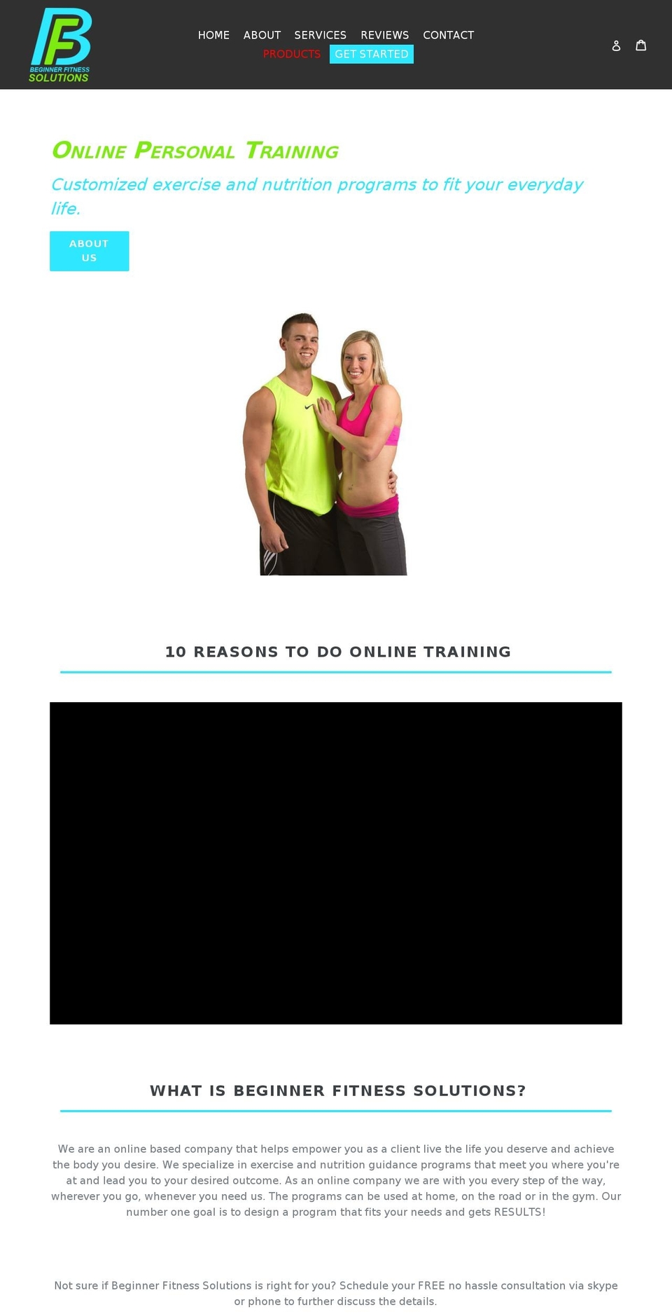 beginnerfitnesssolutions.com shopify website screenshot