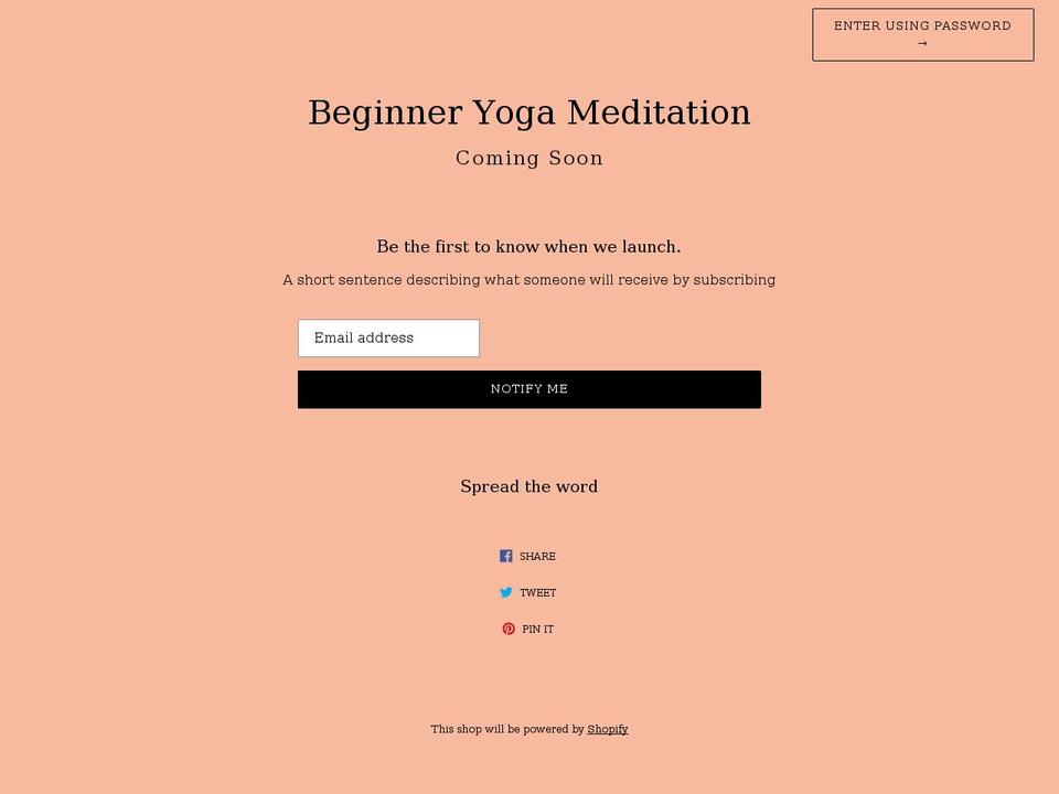 beginneryogameditation.com shopify website screenshot
