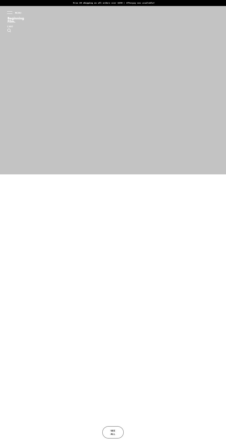 beginningfilm.com shopify website screenshot