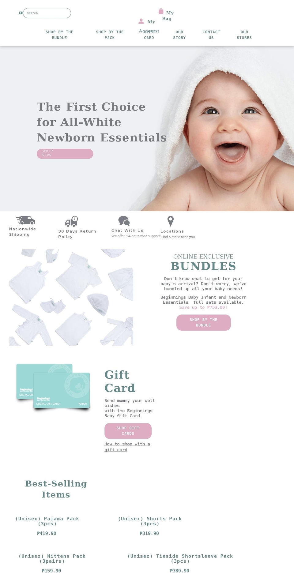 beginningsbaby.com shopify website screenshot