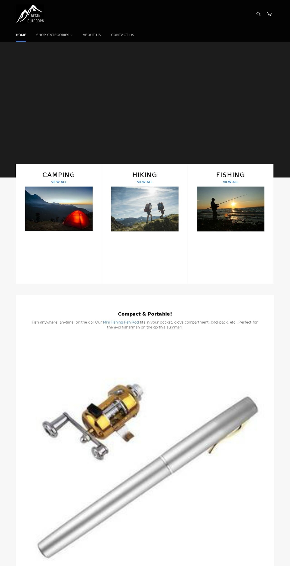 beginoutdoors.com shopify website screenshot