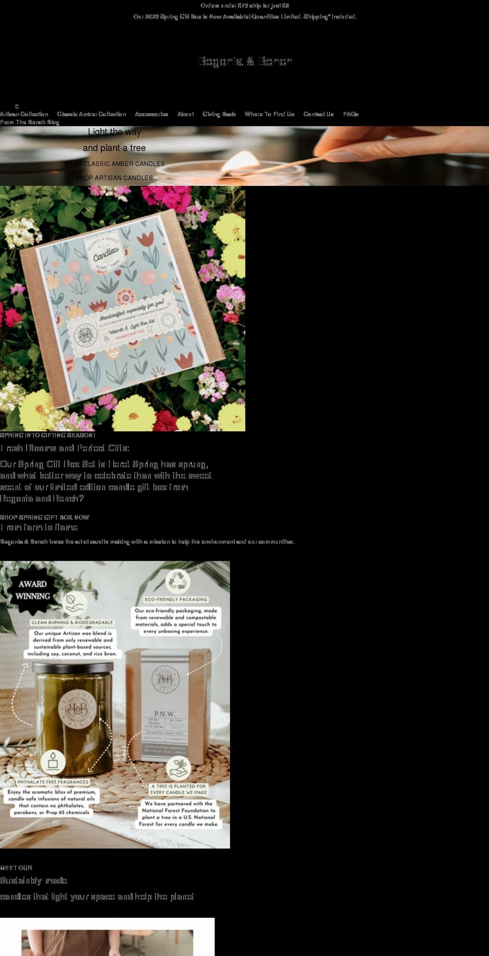 begoniaandbench.com shopify website screenshot