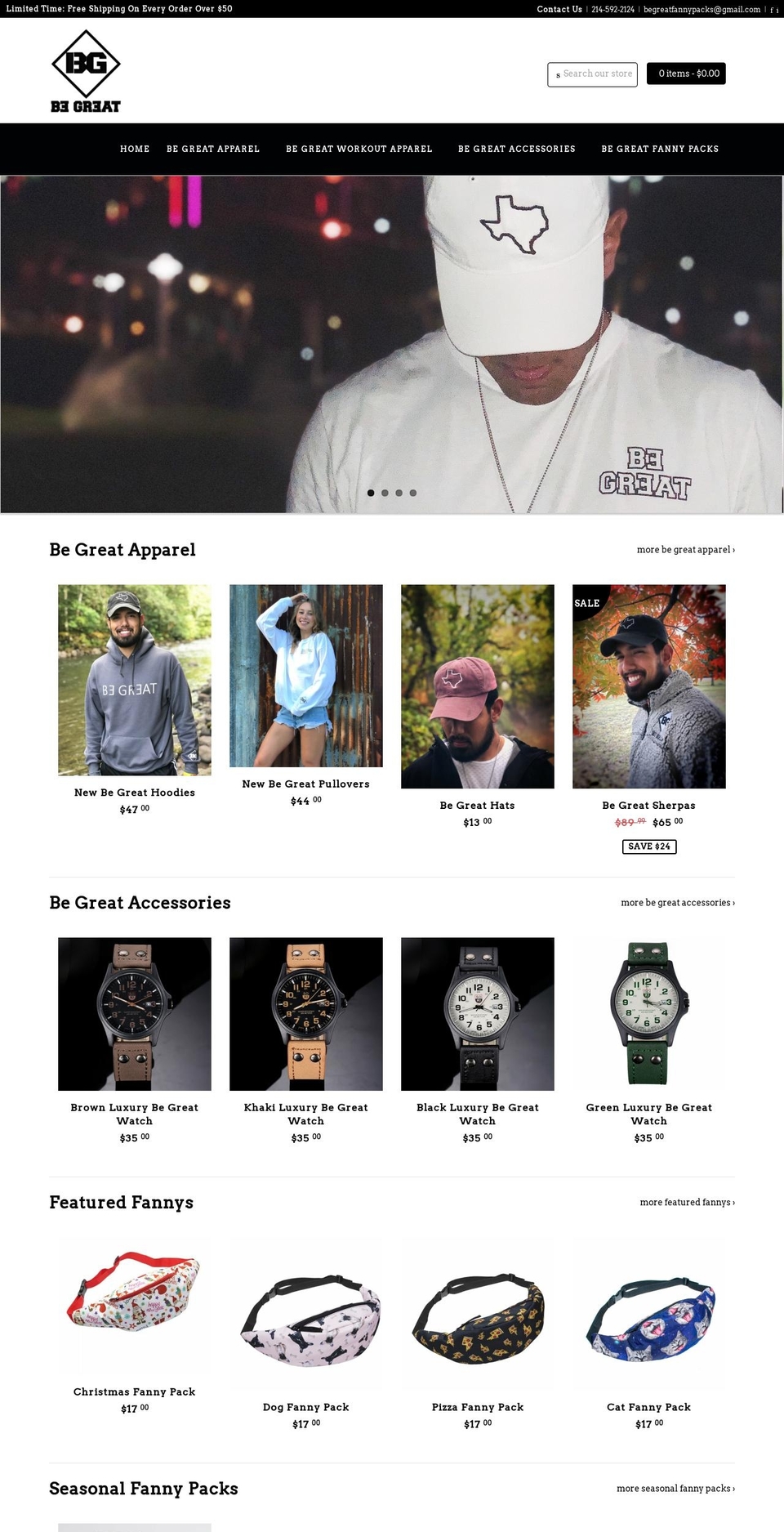 begreatfannypacks.com — Shopify storefront screenshot