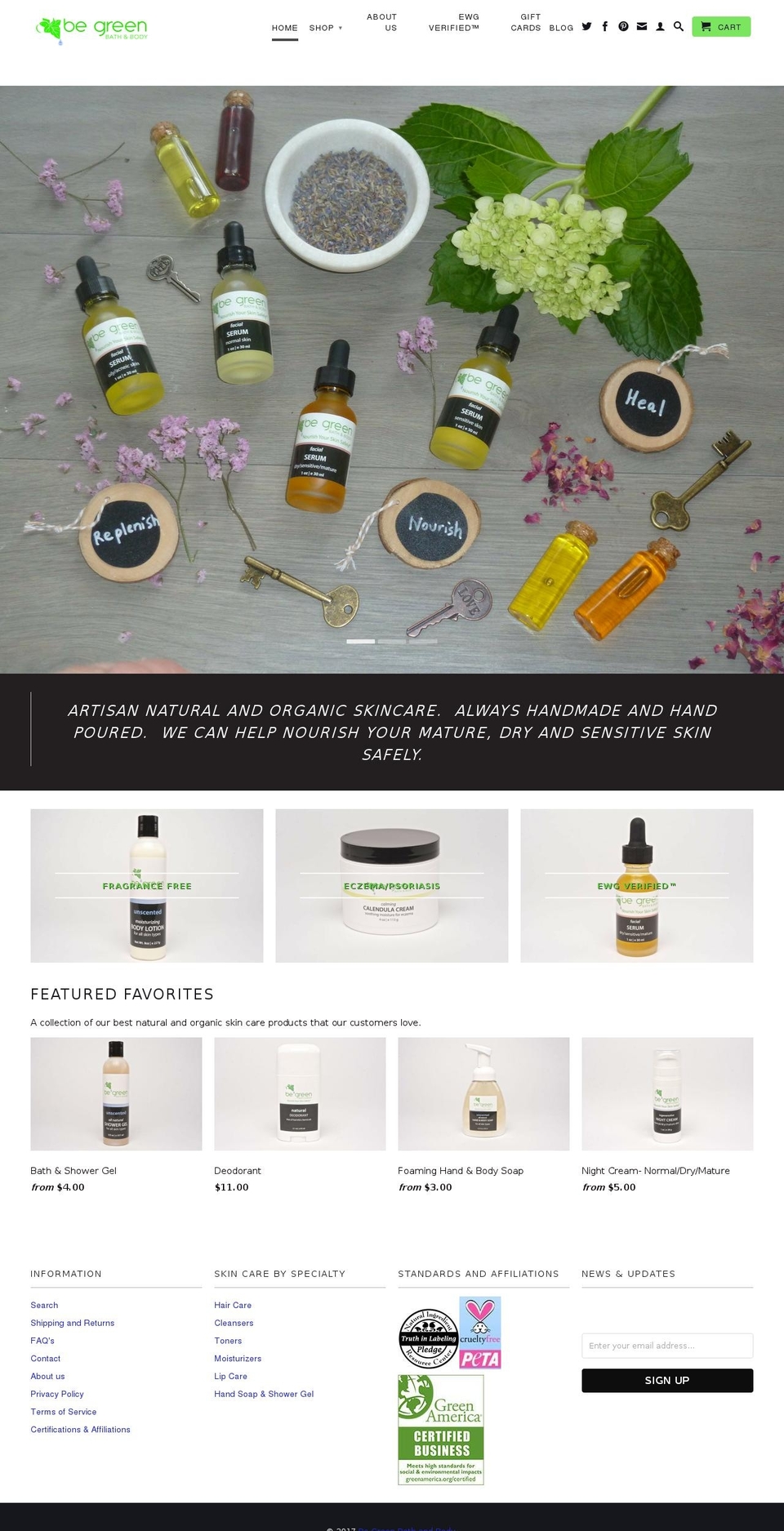 begreenbathandbody.com shopify website screenshot