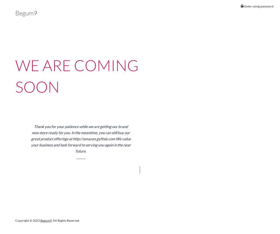 begum9.com shopify website screenshot