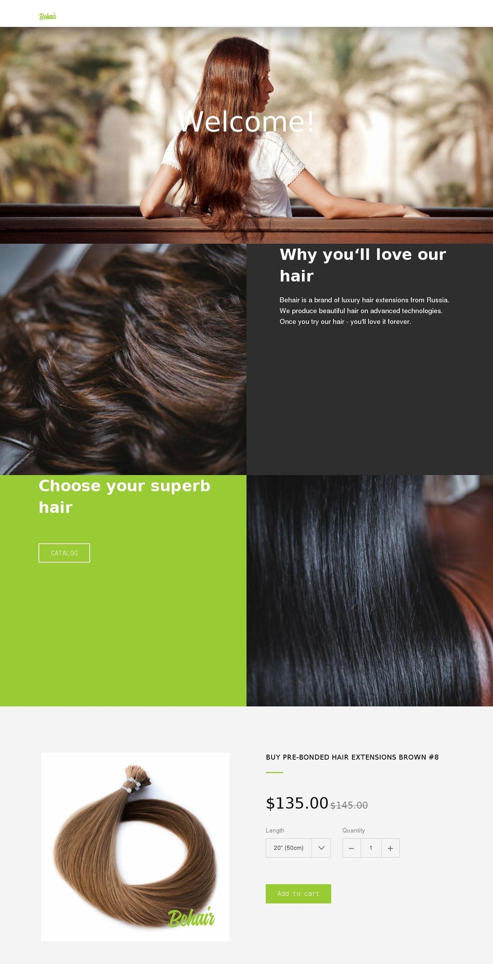 behairstore.com — Shopify storefront screenshot