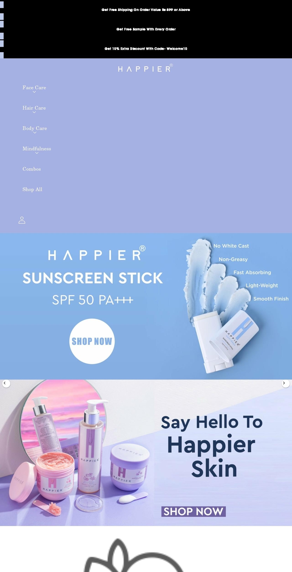 behappier.com shopify website screenshot