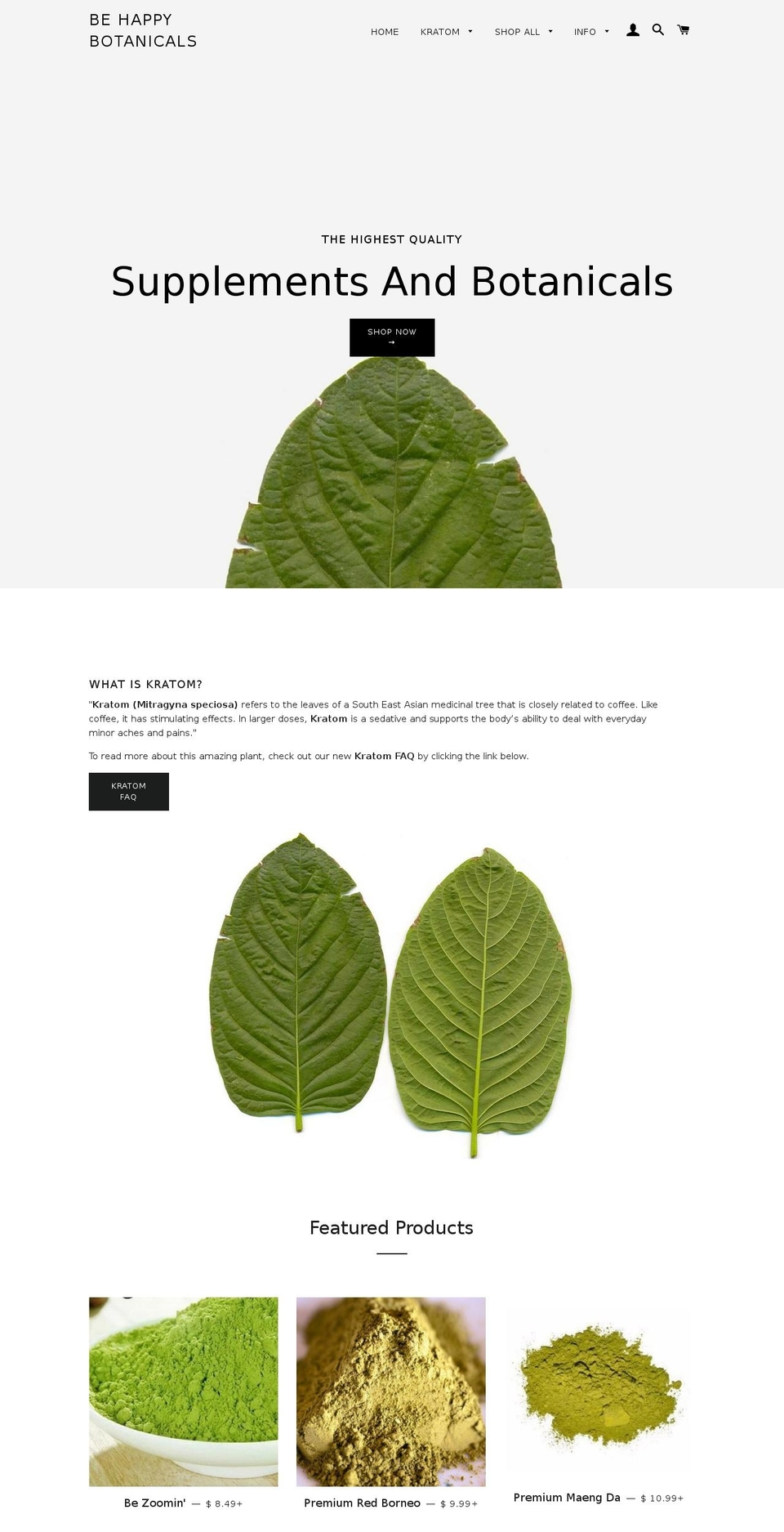 behappybotanicals.com shopify website screenshot