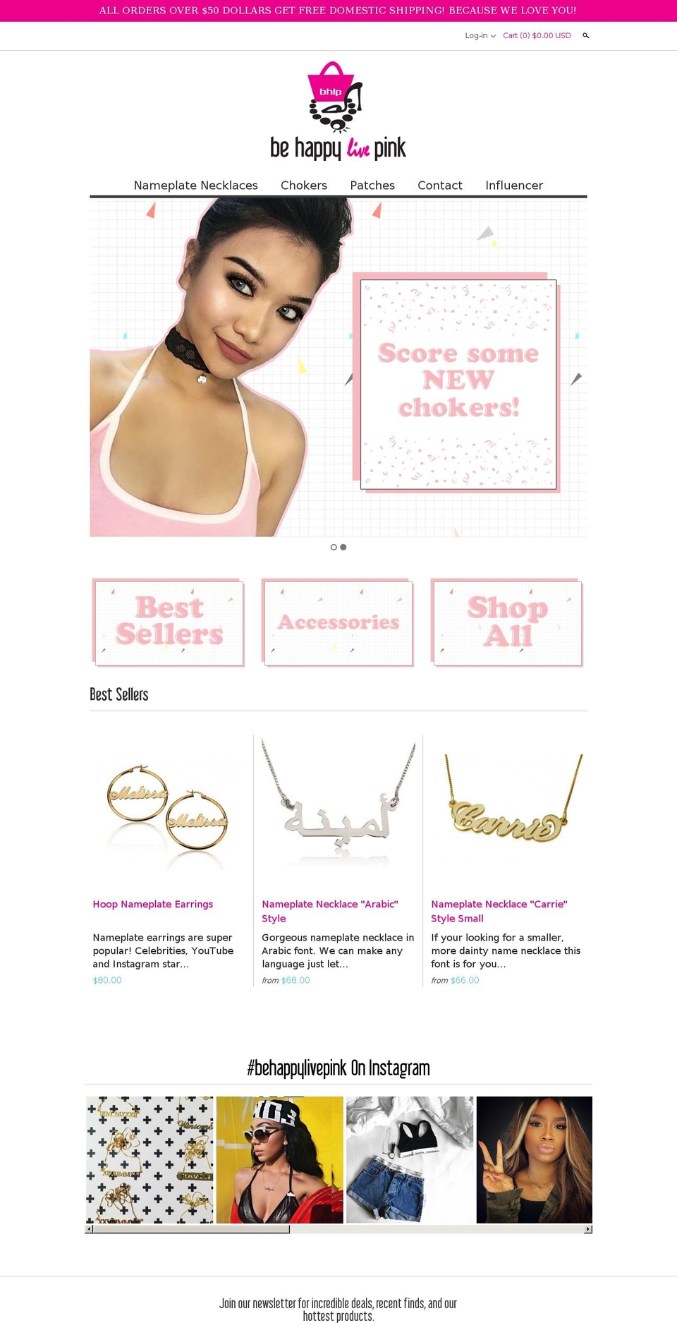 behappylivepink.com shopify website screenshot