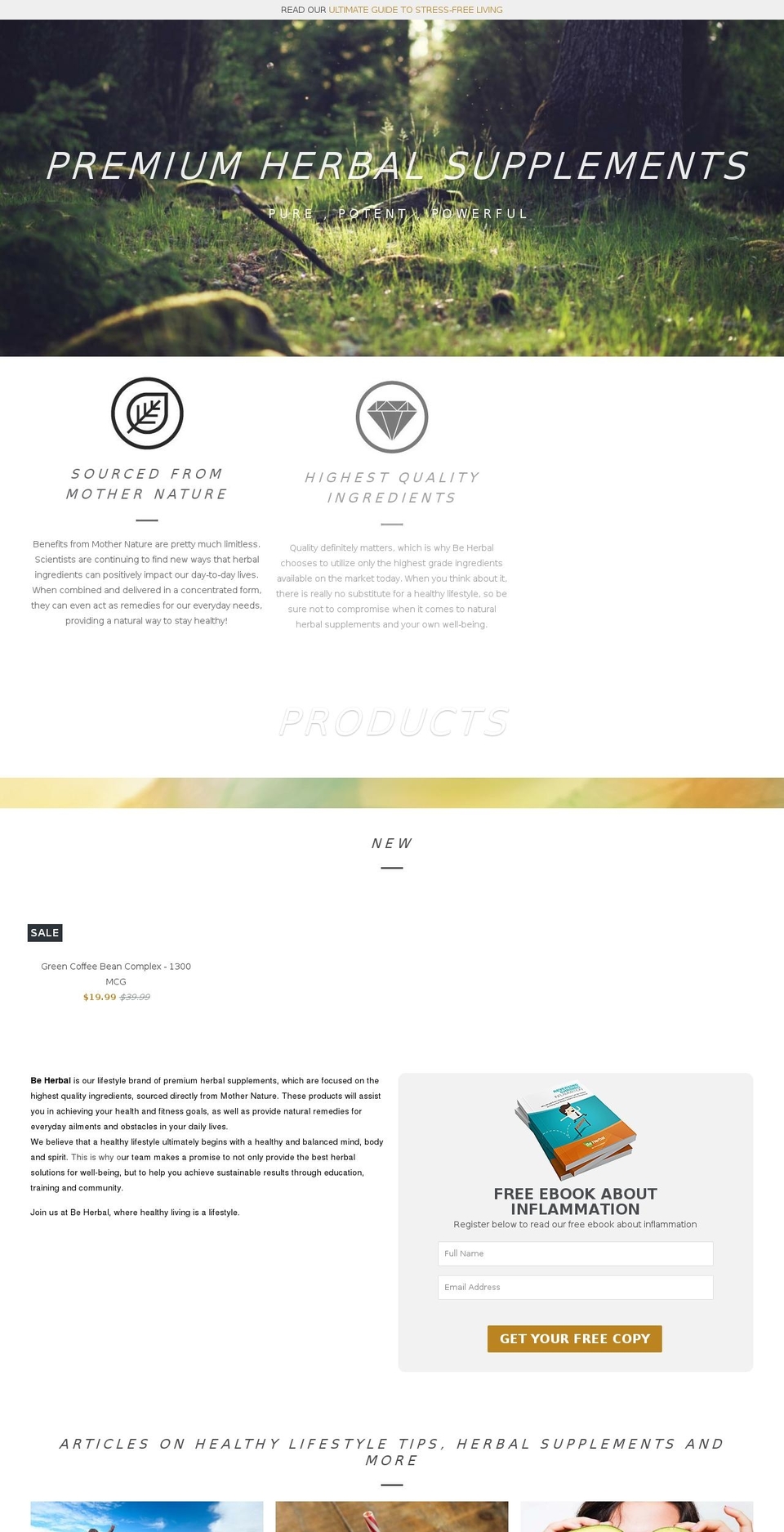 beherbal.com shopify website screenshot