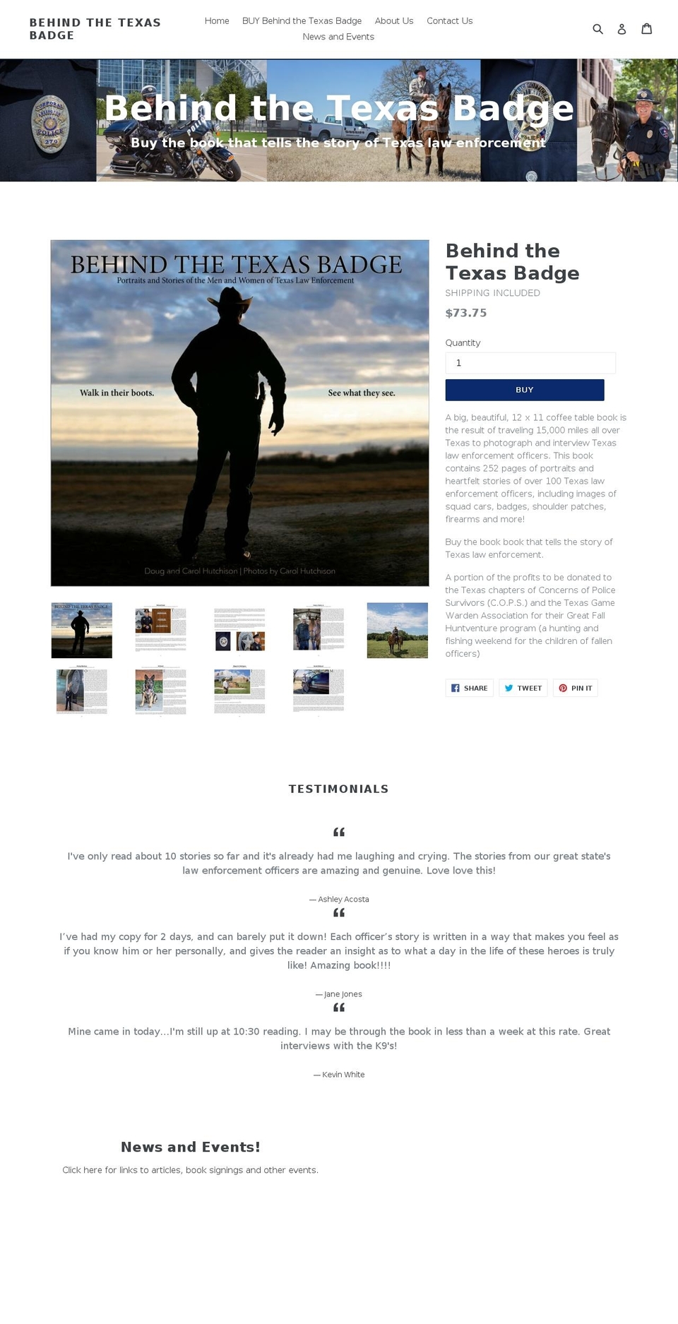 behindthetexasbadge.com — Shopify storefront screenshot