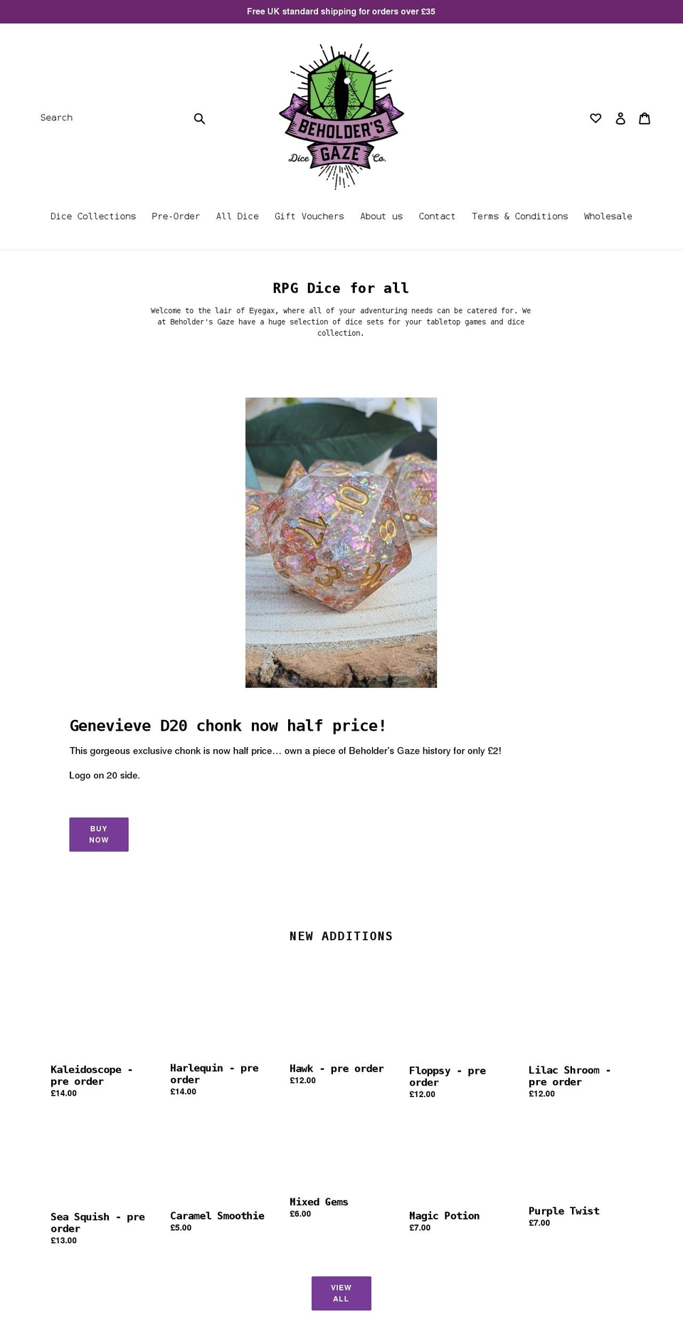 beholdersgaze.com shopify website screenshot