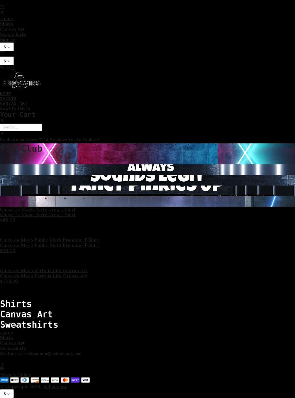 behooving.com shopify website screenshot