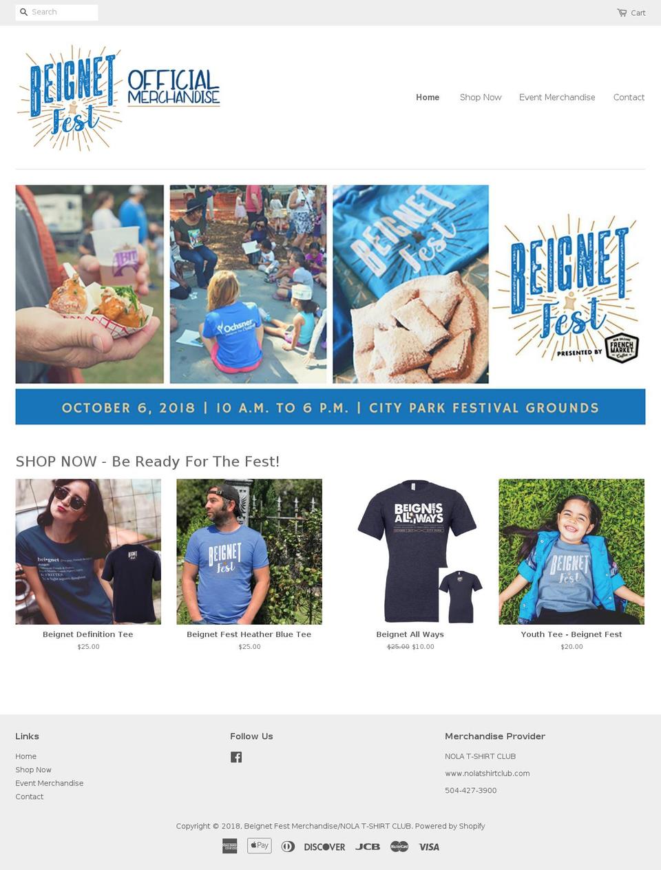 beignetfestmerchandise.com — Shopify storefront screenshot